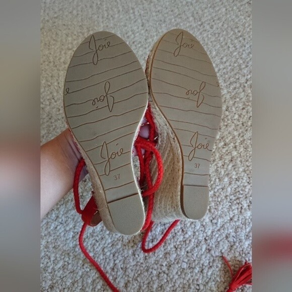 Joie Phyllis Suede Lace-Up Wedge Espadrille Sandal in orange size 37 - Picture 12 of 12